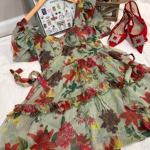 Padded Floral Mini Dress with Skort